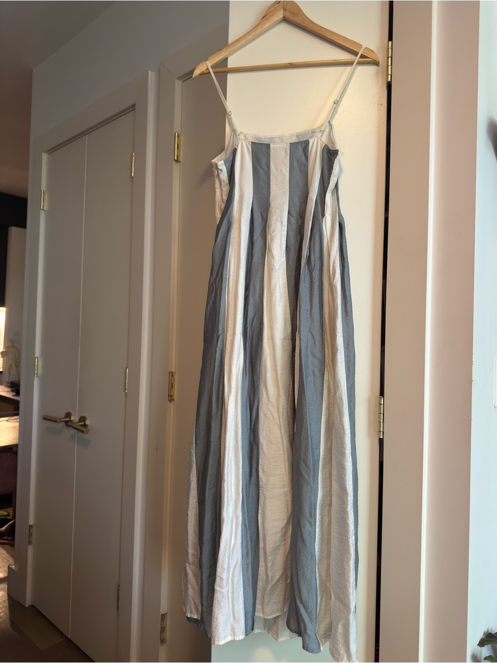 Madewell Striped Spaghetti‑Strap Maxi Dress in Gray and White - Size 0 - Picture 8 of 8